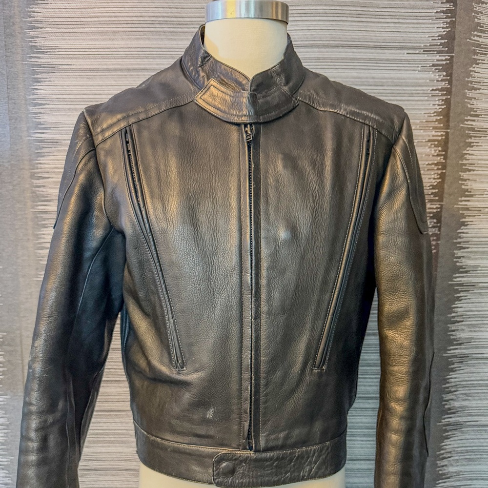 Wendel Leathers Black Leather Moto Jacket Perforated Men’s M